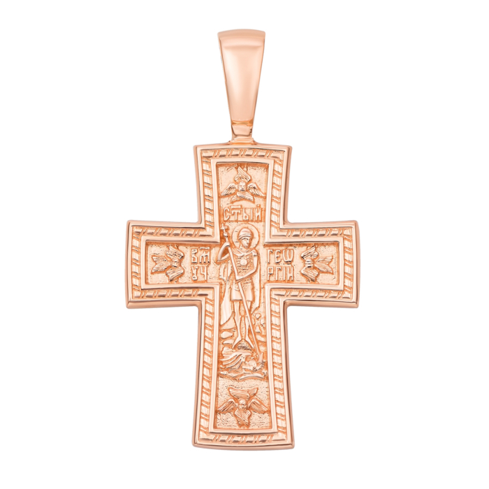 Золотой крестик. Распятие Христа. Деисус. Георгий Победоносец (31513)