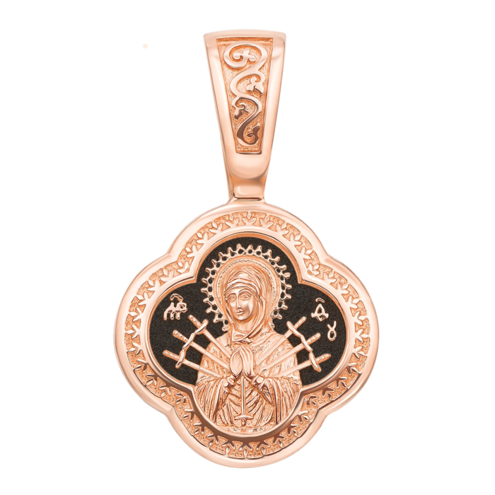 Золотая подвеска-иконка Божией Матери «Семистрельная». Артикул 31518/2