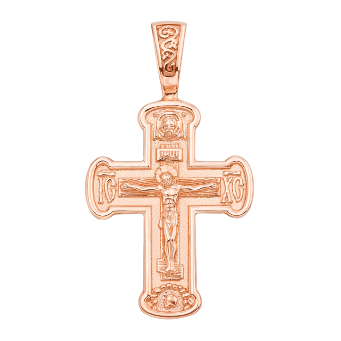 Золотий хрестик. Розп'яття Христове. Ікона Божої Матері «Казанська». Артикул 31546