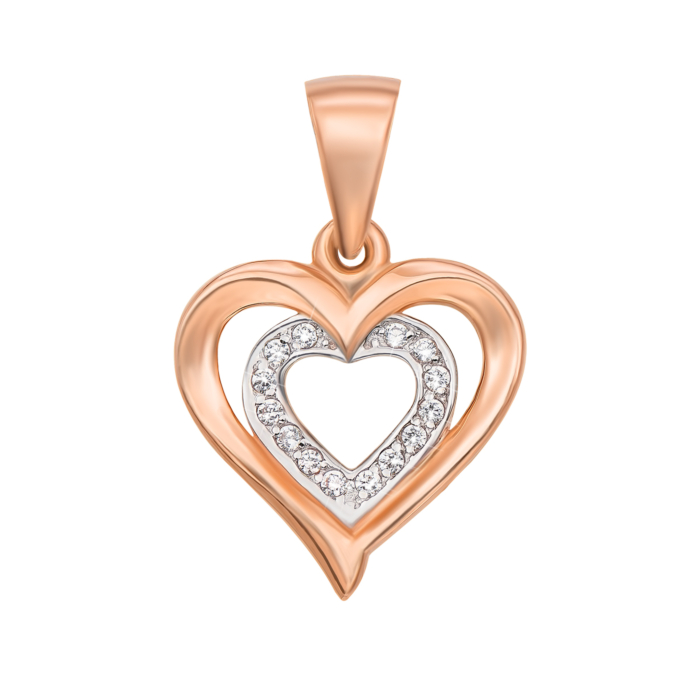 Золотая подвеска «Сердце» с фианитами. Артикул 31554