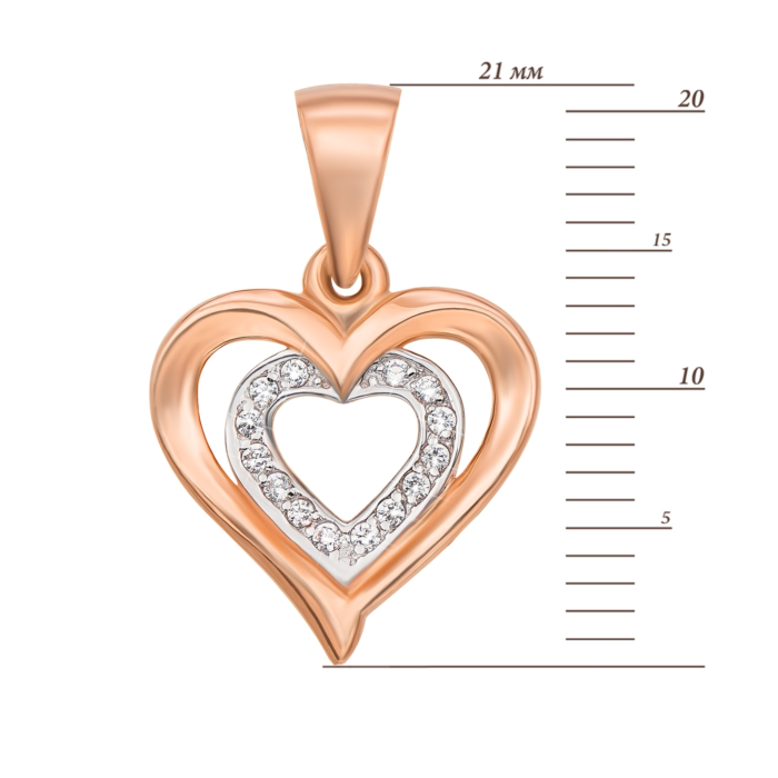 Золотая подвеска «Сердце» с фианитами. Артикул 31554