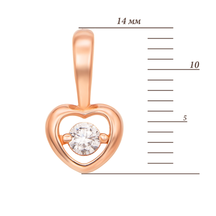Золота підвіска «Серце» з фіанітом. Артикул 31558