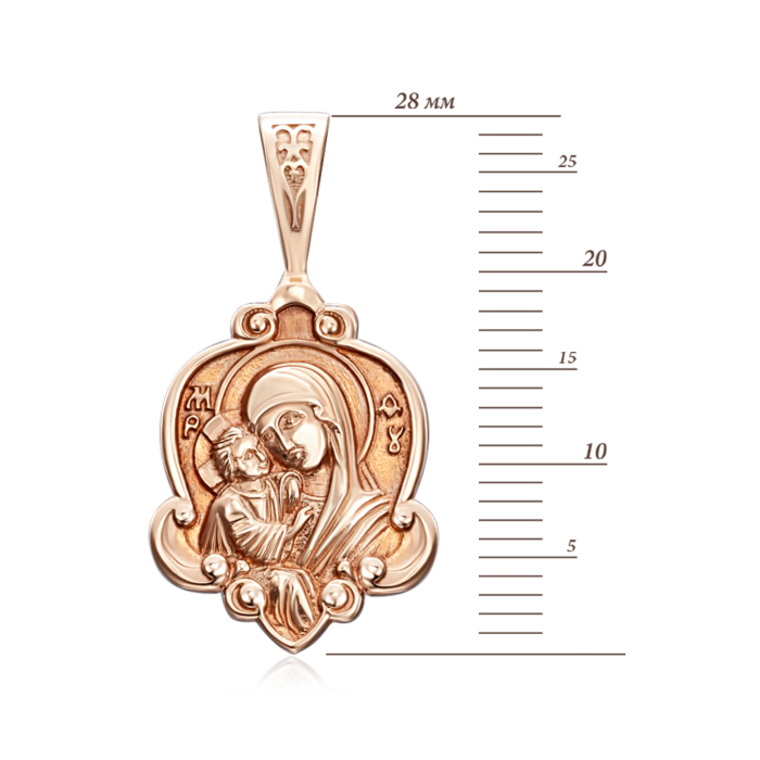 Золота підвіска-іконка Божої Матері «Володимирська». Артикул 31582/01/0