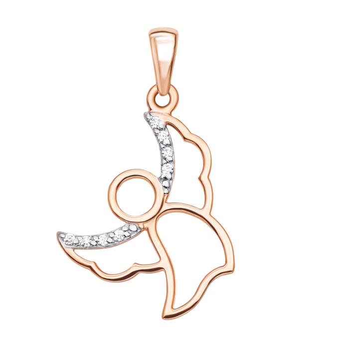 Золота підвіска «Янгол» з фіанітами. Артикул 31589/01/1/42 (31589)