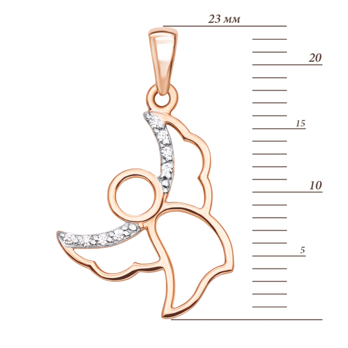 Золота підвіска «Янгол» з фіанітами. Артикул 31589/01/1/42 (31589)