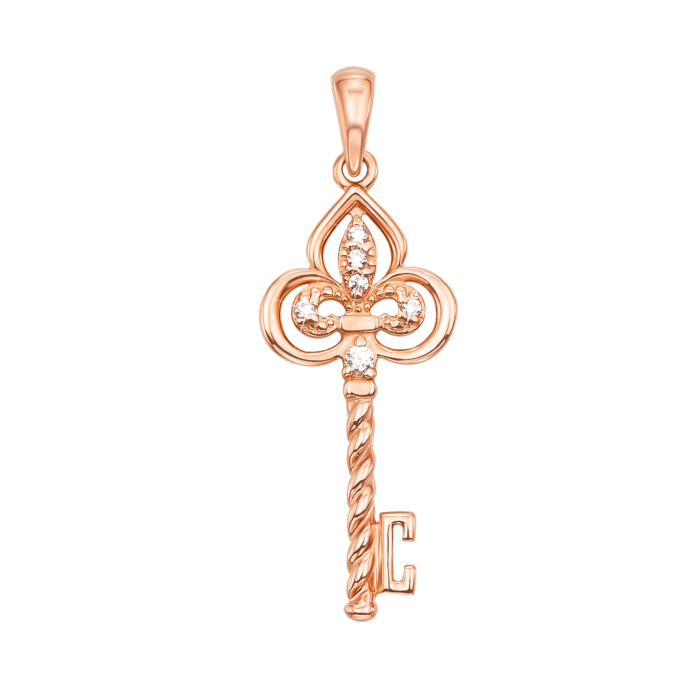 Золота підвіска «Ключик» з фіанітами. Артикул 31600