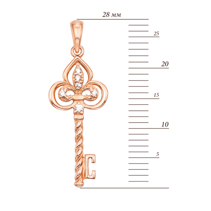 Золота підвіска «Ключик» з фіанітами. Артикул 31600