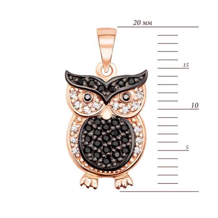 Золота підвіска «Сова» з фіанітами. Артикул 31614/01/1/7 (31614/ч)