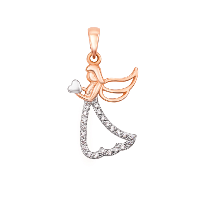 Золота підвіска «Янгол» з фіанітами. Артикул 31628