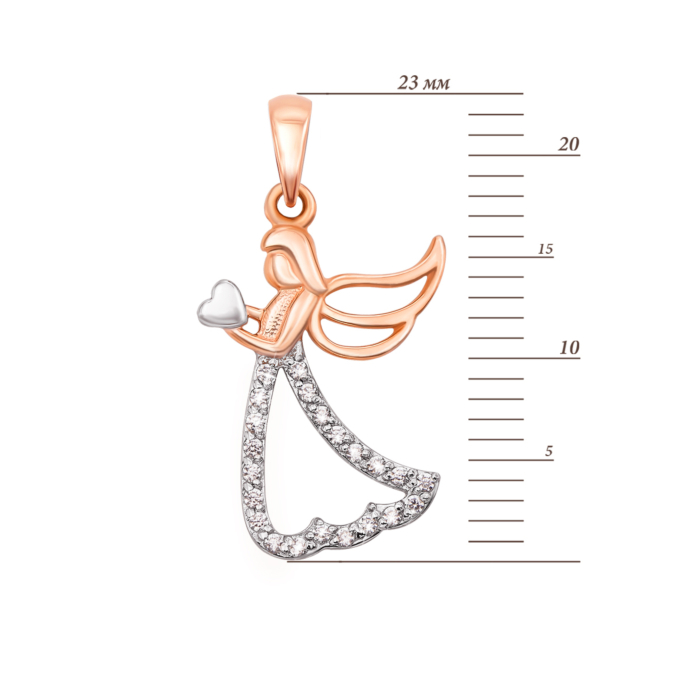 Золота підвіска «Янгол» з фіанітами. Артикул 31628
