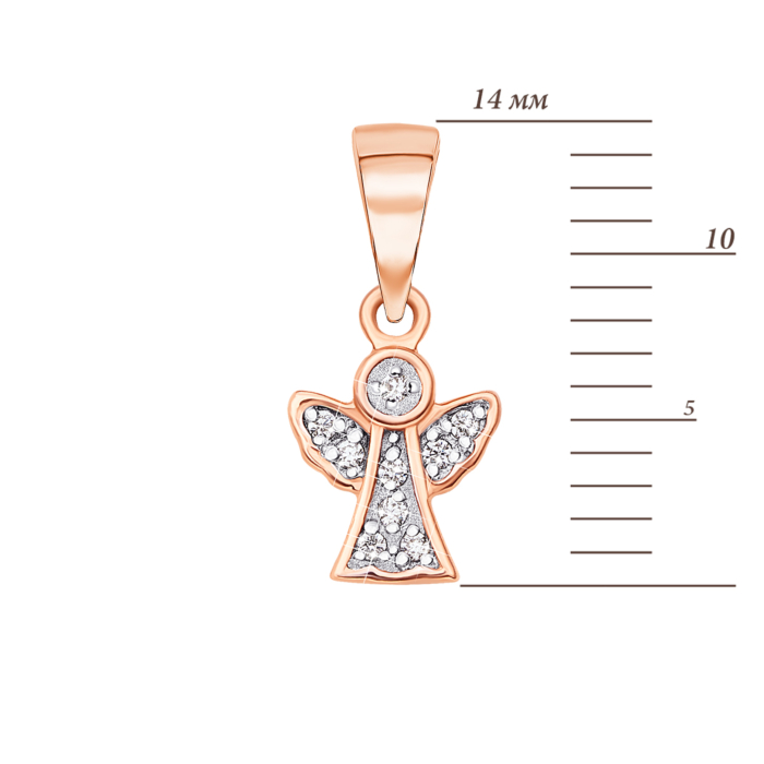 Золотая подвеска «Ангел» с фианитами. Артикул 31655/01/1/42