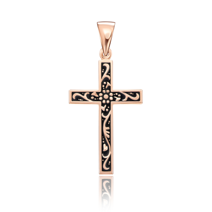 Золотий хрестик з чорнінням. Артикул 31693-3/01/4