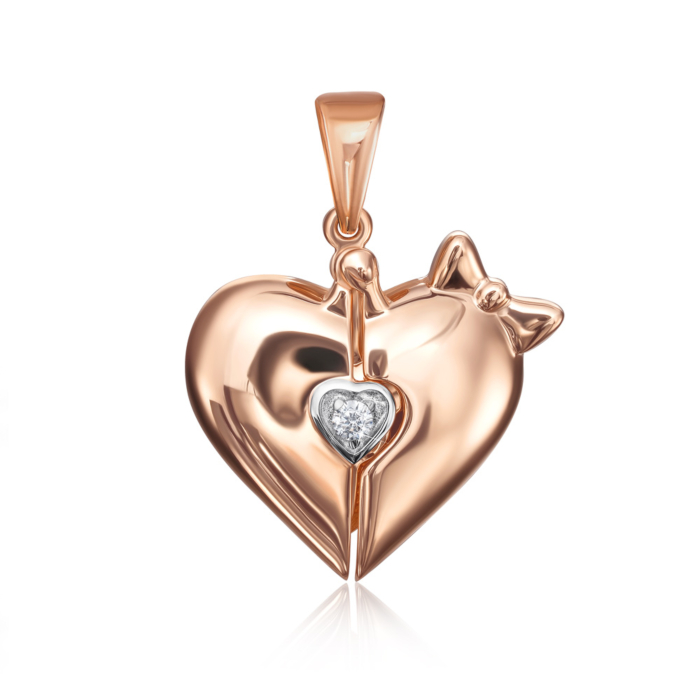 Золота підвіска «Love» з фіанітом. Артикул 31708/01/1/771