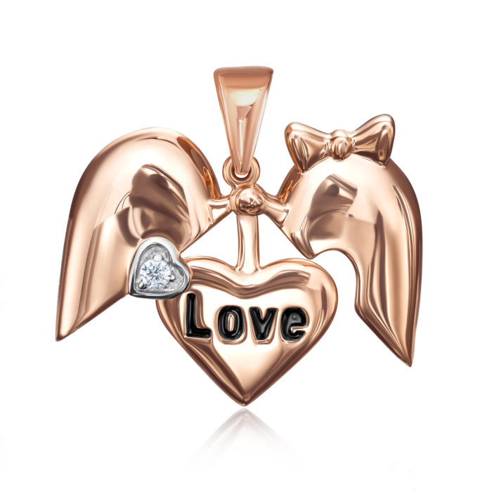 Золота підвіска «Love» з фіанітом. Артикул 31708/01/1/771