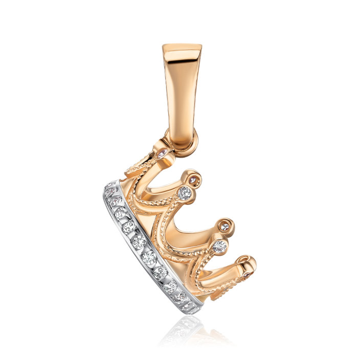 Золота підвіска Корона з фіанітами 31737/01/1/42