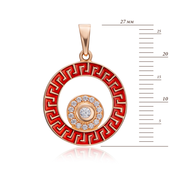 Золота підвіска з емаллю та фіанітами. Артикул 32284/01/0/4150