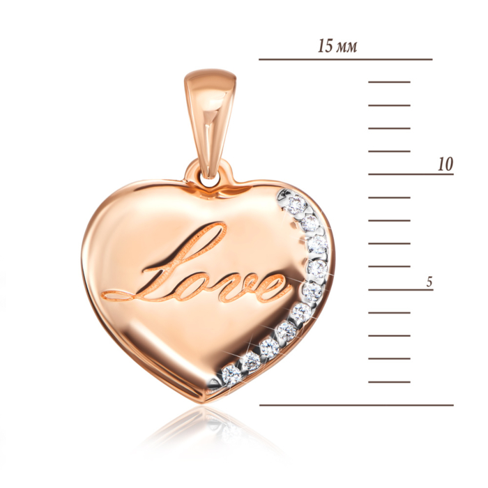 Золота підвіска «Love» з фіанітами. Артикул 31740/01/1/42
