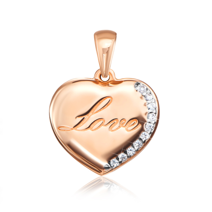 Золота підвіска «Love» з фіанітами. Артикул 31740/01/1/42