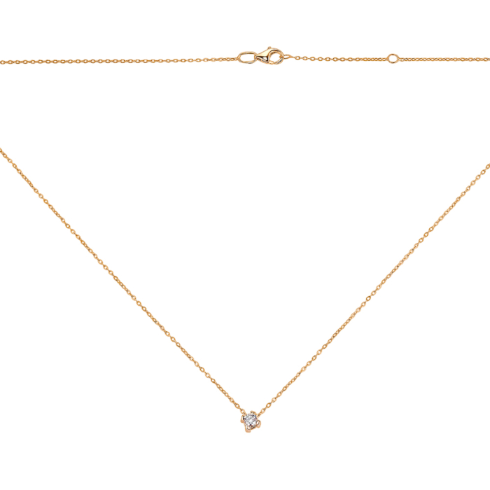 Золотое колье с фианитом Tesori. Артикул 31744/66024-3/01/0/4030