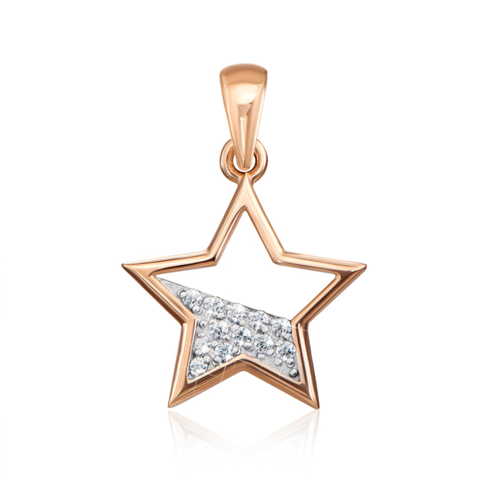 Золота підвіска «Зірка» з фіанітами. Артикул 31754/01/1/323