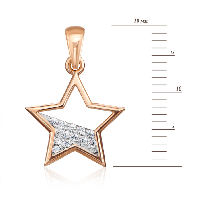Золота підвіска «Зірка» з фіанітами. Артикул 31754/01/1/323