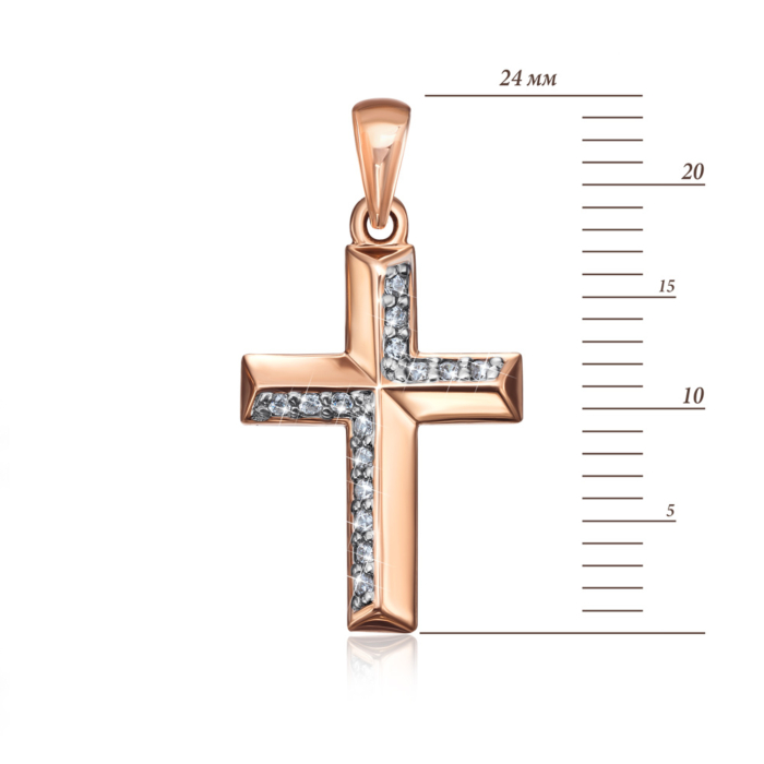Золотий хрестик з фіанітами. Артикул 31755/01/1/1