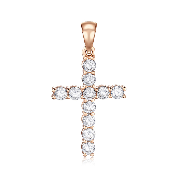 Золотий хрестик з фіанітами. Артикул 31777/01/0/52