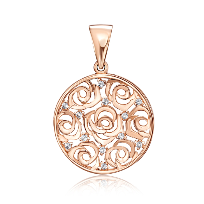 Золотая подвеска с фианитами. Артикул 31847/01/0/1