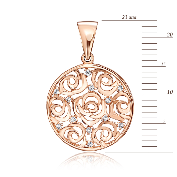 Золотая подвеска с фианитами. Артикул 31847/01/0/1