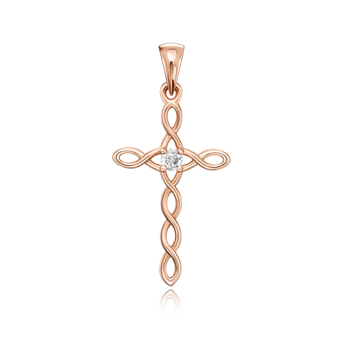 Золотий хрестик з фіанітом. Артикул 31969/01/0/52