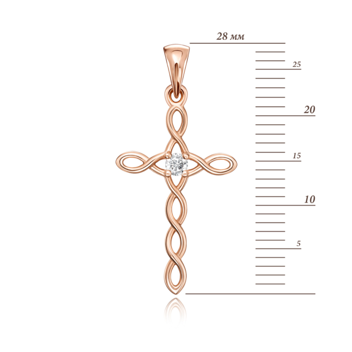 Золотий хрестик з фіанітом. Артикул 31969/01/0/52