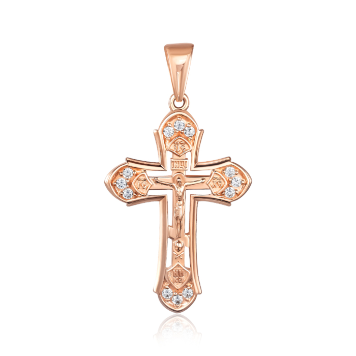 Золотой крестик с фианитами. Артикул 32058/01/0/3