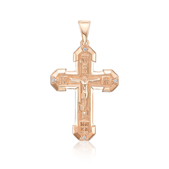 Золотий хрестик з фіанітами. Артикул 32108/01/0/13