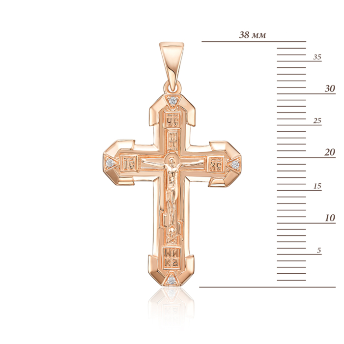 Золотий хрестик з фіанітами. Артикул 32108/01/0/13