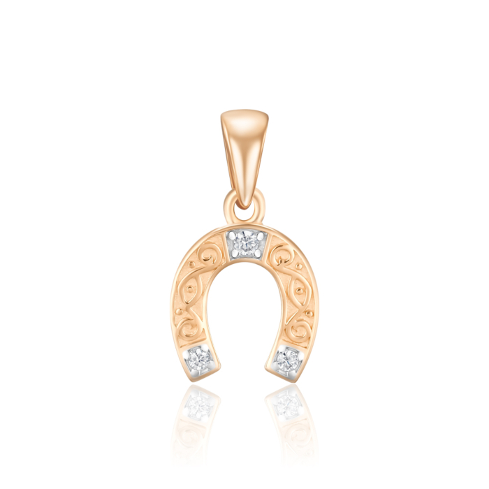Золота підвіска "Підкова" з фіанітами 32148/01/1/43