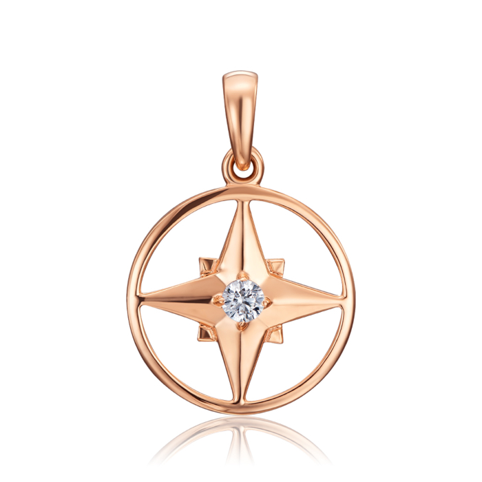 Золота підвіска з фіанітом. Артикул 32271/01/0/52