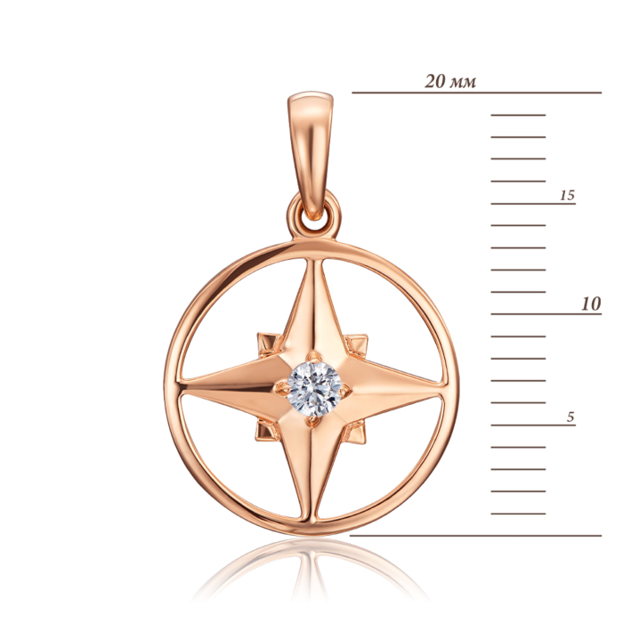 Золота підвіска з фіанітом. Артикул 32271/01/0/52