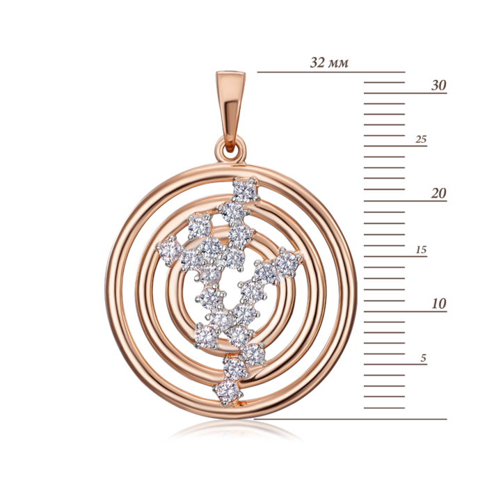 Золота підвіска з фіанітами. Артикул 32273/01/1/17