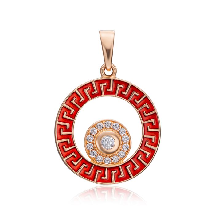 Золота підвіска з емаллю та фіанітами. Артикул 32284/01/0/4150