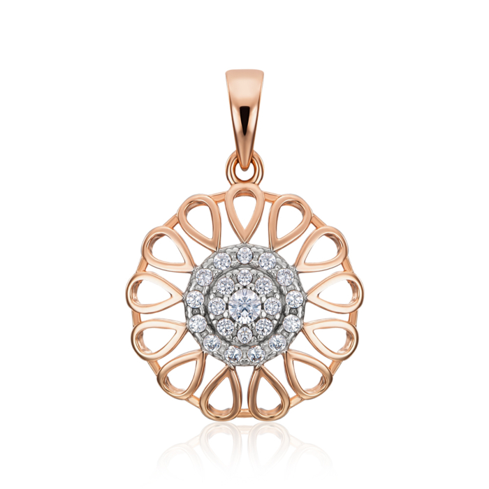 Золота підвіска з фіанітами. Артикул 32297/01/1/45