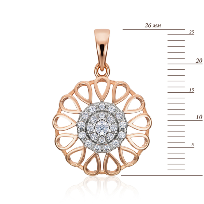 Золота підвіска з фіанітами. Артикул 32297/01/1/45