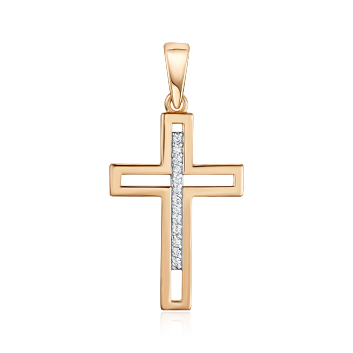 Золотий хрестик з фіанітами. Артикул 32310/01/1/1