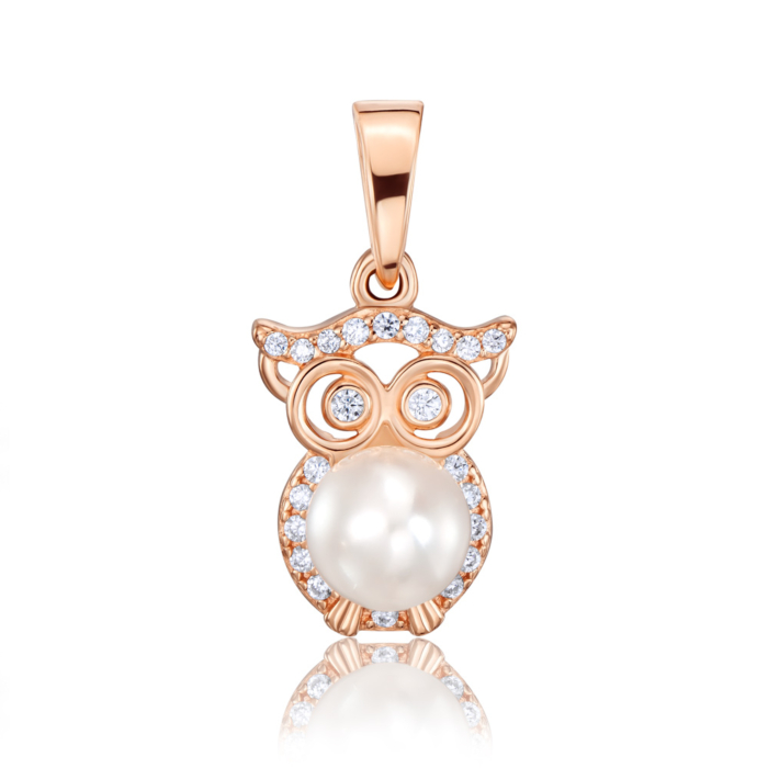 Золота підвіска з перлиною та фіанітами. Артикул 32341/01/1/3503