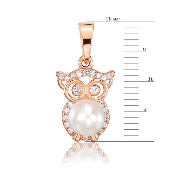 Золота підвіска з перлиною та фіанітами. Артикул 32341/01/1/3503