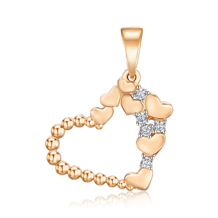 Золота підвіска "Серце" з фіанітами 32366/01/1/3