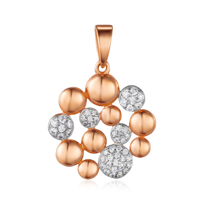 Золота підвіска з фіанітами. Артикул 32371/01/1/601