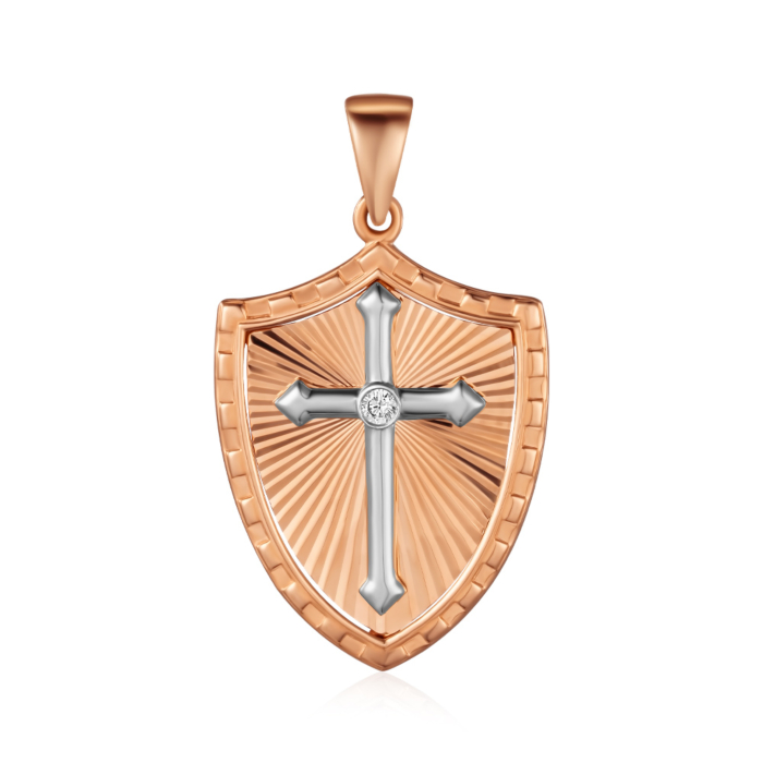 Золота підвіска з фіанітом. Артикул 32473/01/3/17