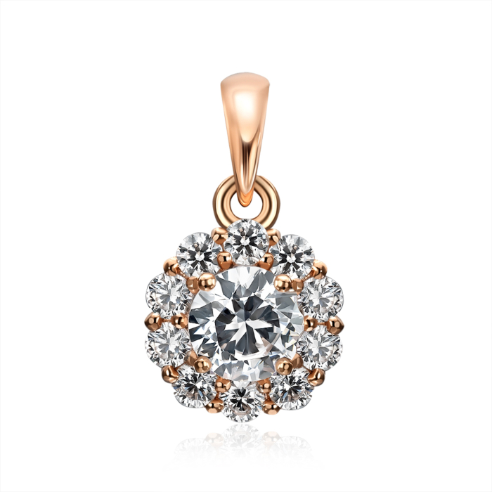 Золота підвіска з фіанітами. Артикул 32527/01/0/189