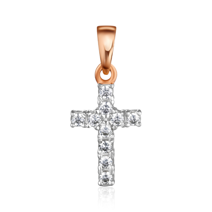 Золотий хрестик з фіанітами. Артикул 32538/01/1/3