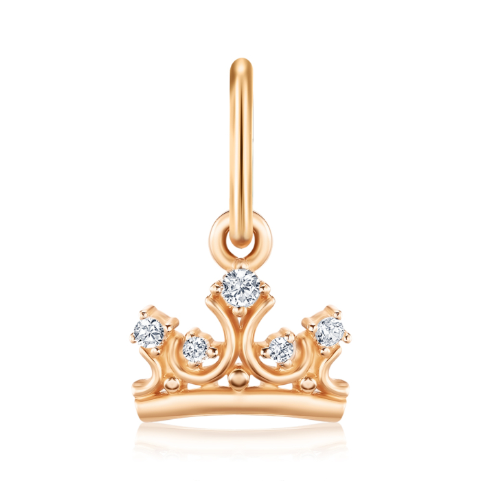 Золотая подвеска «Корона» с фианитами 32547/01/0/75